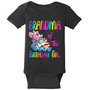 Grandma Of The Birthday Girl Rolling Skate Family Party Baby Bodysuit