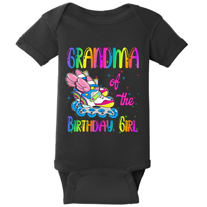 Grandma Of The Birthday Girl Rolling Skate Family Party Baby Bodysuit