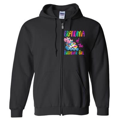 Grandma Of The Birthday Girl Rolling Skate Family Party Full Zip Hoodie