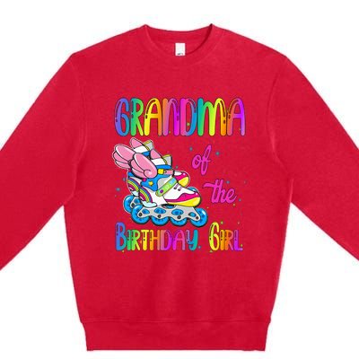 Grandma Of The Birthday Girl Rolling Skate Family Party Premium Crewneck Sweatshirt