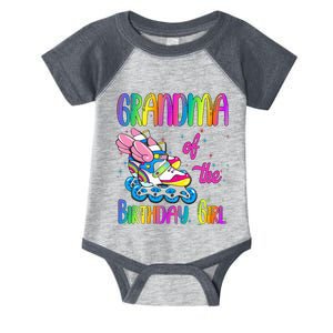 Grandma Of The Birthday Girl Rolling Skate Family Party Infant Baby Jersey Bodysuit