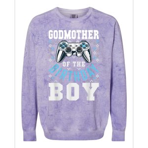 Godmother Of The Birthday Boy Matching Video Gamer Birthday Colorblast Crewneck Sweatshirt