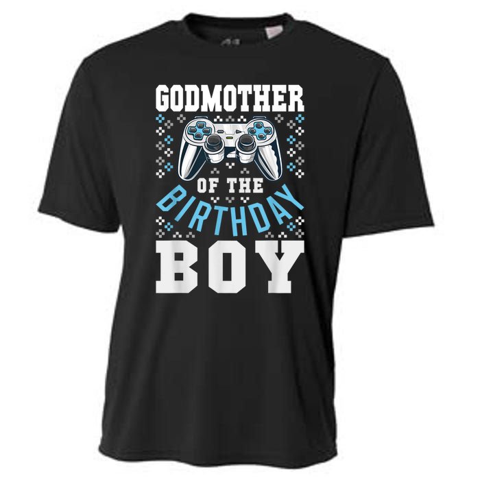 Godmother Of The Birthday Boy Matching Video Gamer Birthday Cooling Performance Crew T-Shirt