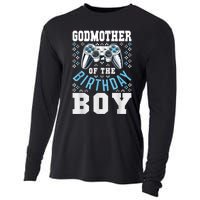 Godmother Of The Birthday Boy Matching Video Gamer Birthday Cooling Performance Long Sleeve Crew