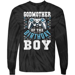 Godmother Of The Birthday Boy Matching Video Gamer Birthday Tie-Dye Long Sleeve Shirt