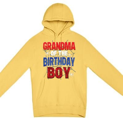 Grandma Of The Birthday Boy Matching Family Spider Web Premium Pullover Hoodie