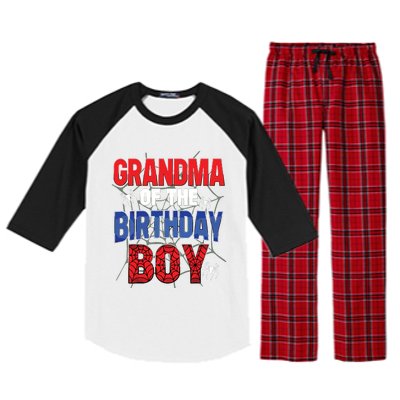 Grandma Of The Birthday Boy Matching Family Spider Web Raglan Sleeve Pajama Set