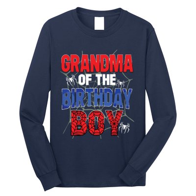 Grandma Of The Birthday Boy Matching Family Spider Web Long Sleeve Shirt