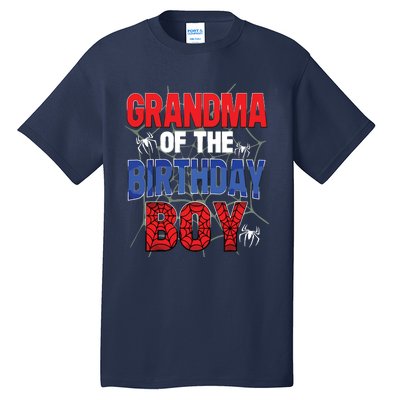 Grandma Of The Birthday Boy Matching Family Spider Web Tall T-Shirt