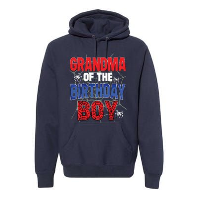 Grandma Of The Birthday Boy Matching Family Spider Web Premium Hoodie