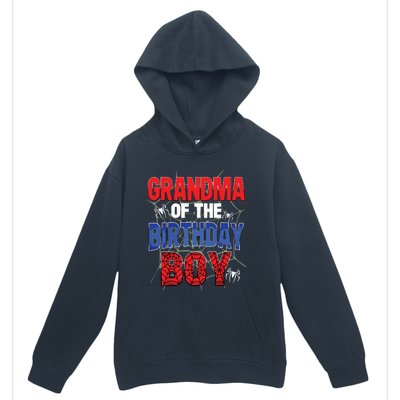 Grandma Of The Birthday Boy Matching Family Spider Web Urban Pullover Hoodie