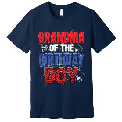 Grandma Of The Birthday Boy Matching Family Spider Web Premium T-Shirt