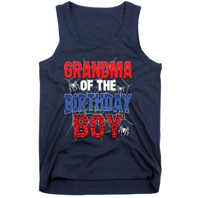 Grandma Of The Birthday Boy Matching Family Spider Web Tank Top