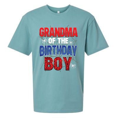 Grandma Of The Birthday Boy Matching Family Spider Web Sueded Cloud Jersey T-Shirt