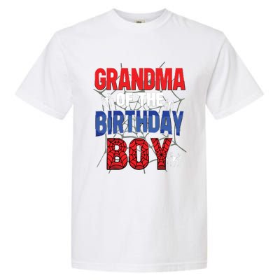 Grandma Of The Birthday Boy Matching Family Spider Web Garment-Dyed Heavyweight T-Shirt