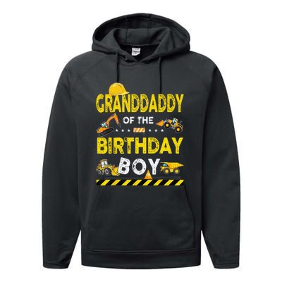 Granddaddy Of The Birthday Boy Construction Worker Birthday Performance Fleece Hoodie