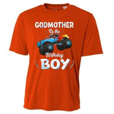 Godmother Of The Birthday Boy Monster Truck Bday Cooling Performance Crew T-Shirt