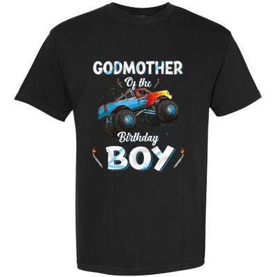 Godmother Of The Birthday Boy Monster Truck Bday Garment-Dyed Heavyweight T-Shirt