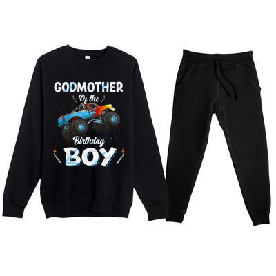 Godmother Of The Birthday Boy Monster Truck Bday Premium Crewneck Sweatsuit Set