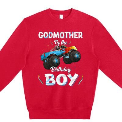 Godmother Of The Birthday Boy Monster Truck Bday Premium Crewneck Sweatshirt