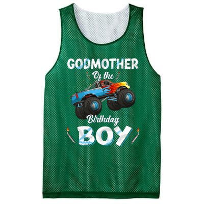 Godmother Of The Birthday Boy Monster Truck Bday Mesh Reversible Basketball Jersey Tank