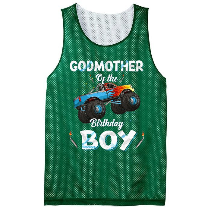 Godmother Of The Birthday Boy Monster Truck Bday Mesh Reversible Basketball Jersey Tank