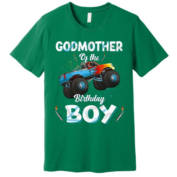 Godmother Of The Birthday Boy Monster Truck Bday Premium T-Shirt