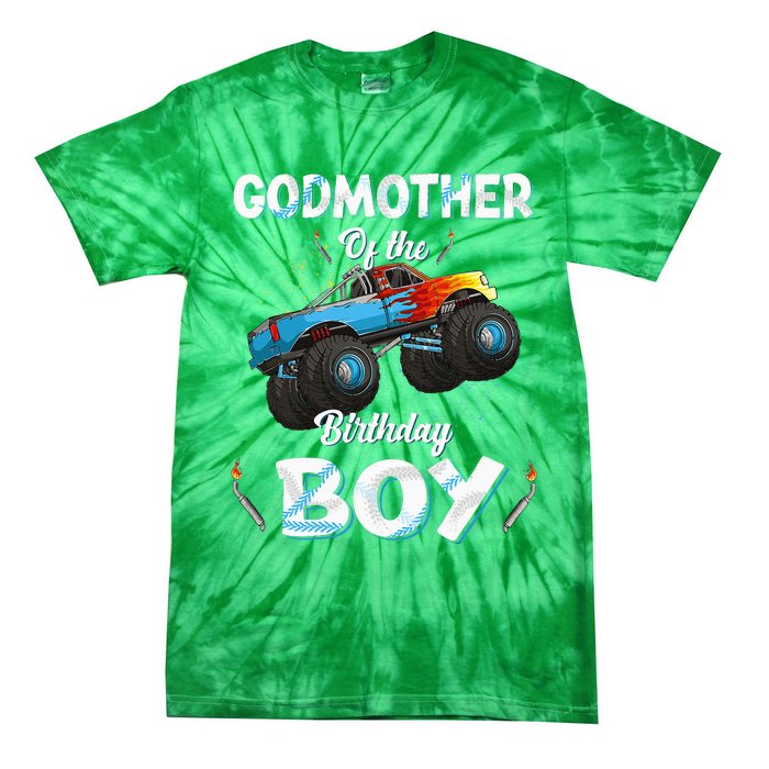 Godmother Of The Birthday Boy Monster Truck Bday Tie-Dye T-Shirt