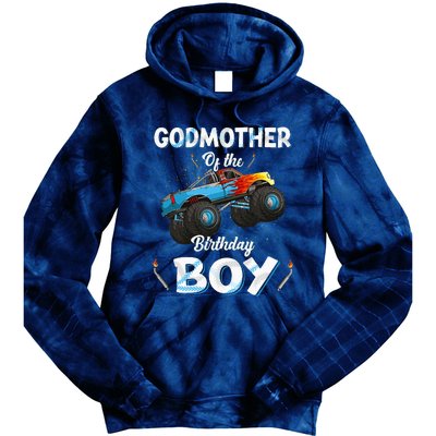 Godmother Of The Birthday Boy Monster Truck Bday Tie Dye Hoodie