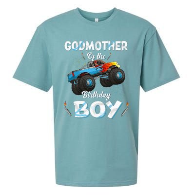 Godmother Of The Birthday Boy Monster Truck Bday Sueded Cloud Jersey T-Shirt