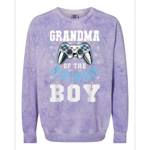 Grandma Of The Birthday Boy Matching Video Gamer Birthday Colorblast Crewneck Sweatshirt