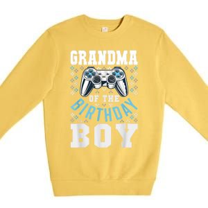 Grandma Of The Birthday Boy Matching Video Gamer Birthday Premium Crewneck Sweatshirt