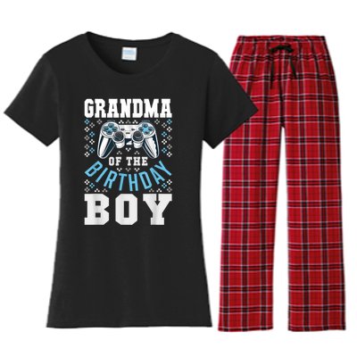 Grandma Of The Birthday Boy Matching Video Gamer Birthday Women's Flannel Pajama Set