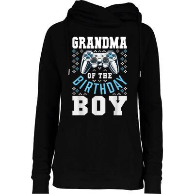 Grandma Of The Birthday Boy Matching Video Gamer Birthday Womens Funnel Neck Pullover Hood