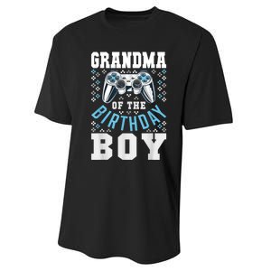 Grandma Of The Birthday Boy Matching Video Gamer Birthday Performance Sprint T-Shirt