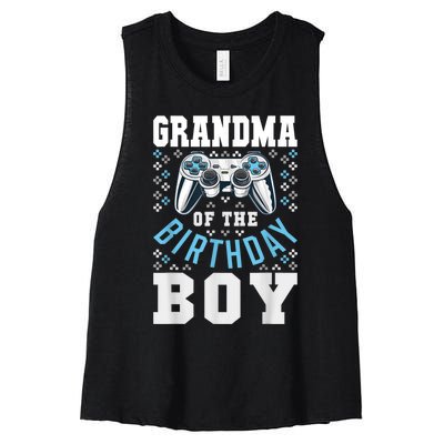 Grandma Of The Birthday Boy Matching Video Gamer Birthday Women's Racerback Cropped Tank