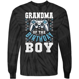 Grandma Of The Birthday Boy Matching Video Gamer Birthday Tie-Dye Long Sleeve Shirt