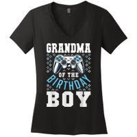 Grandma Of The Birthday Boy Matching Video Gamer Birthday Women's V-Neck T-Shirt