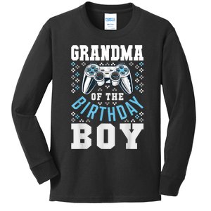 Grandma Of The Birthday Boy Matching Video Gamer Birthday Kids Long Sleeve Shirt