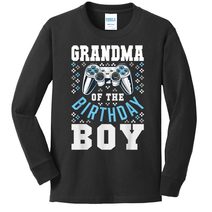 Grandma Of The Birthday Boy Matching Video Gamer Birthday Kids Long Sleeve Shirt