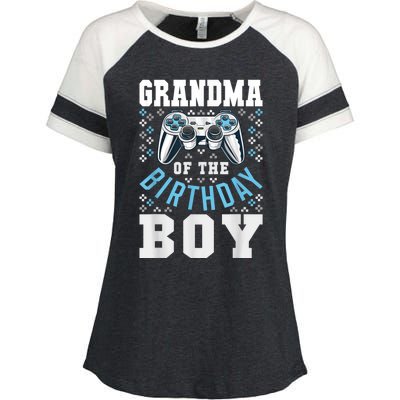 Grandma Of The Birthday Boy Matching Video Gamer Birthday Enza Ladies Jersey Colorblock Tee