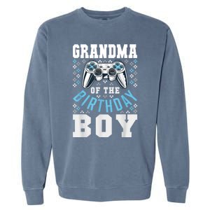 Grandma Of The Birthday Boy Matching Video Gamer Birthday Garment-Dyed Sweatshirt