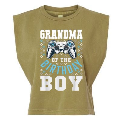 Grandma Of The Birthday Boy Matching Video Gamer Birthday Garment-Dyed Women's Muscle Tee