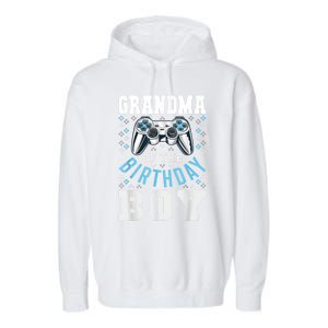 Grandma Of The Birthday Boy Matching Video Gamer Birthday Garment-Dyed Fleece Hoodie