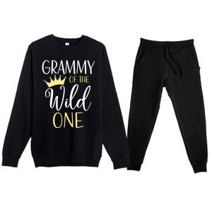 Grammy Of The Wild One First Birthday Matching Family Gift Premium Crewneck Sweatsuit Set