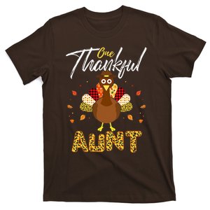 Gifts One Thankful Aunt Auntie Turkey Thanksgiving Family T-Shirt