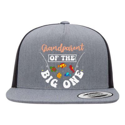 Grandparent Of The Big One Fishing Birthday Party Bday Flat Bill Trucker Hat