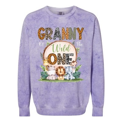 Granny Of The Wild One First Birthday Safari Woodland Colorblast Crewneck Sweatshirt