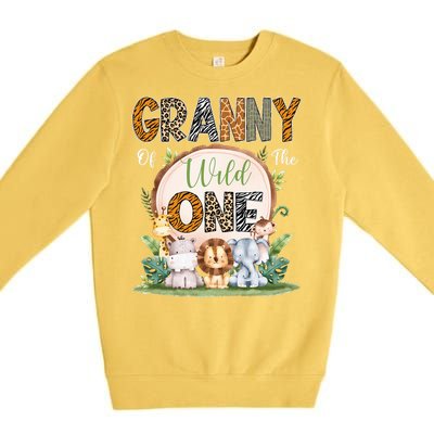 Granny Of The Wild One First Birthday Safari Woodland Premium Crewneck Sweatshirt