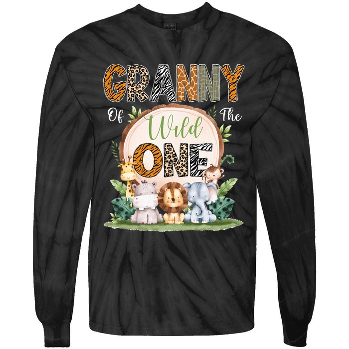 Granny Of The Wild One First Birthday Safari Woodland Tie-Dye Long Sleeve Shirt